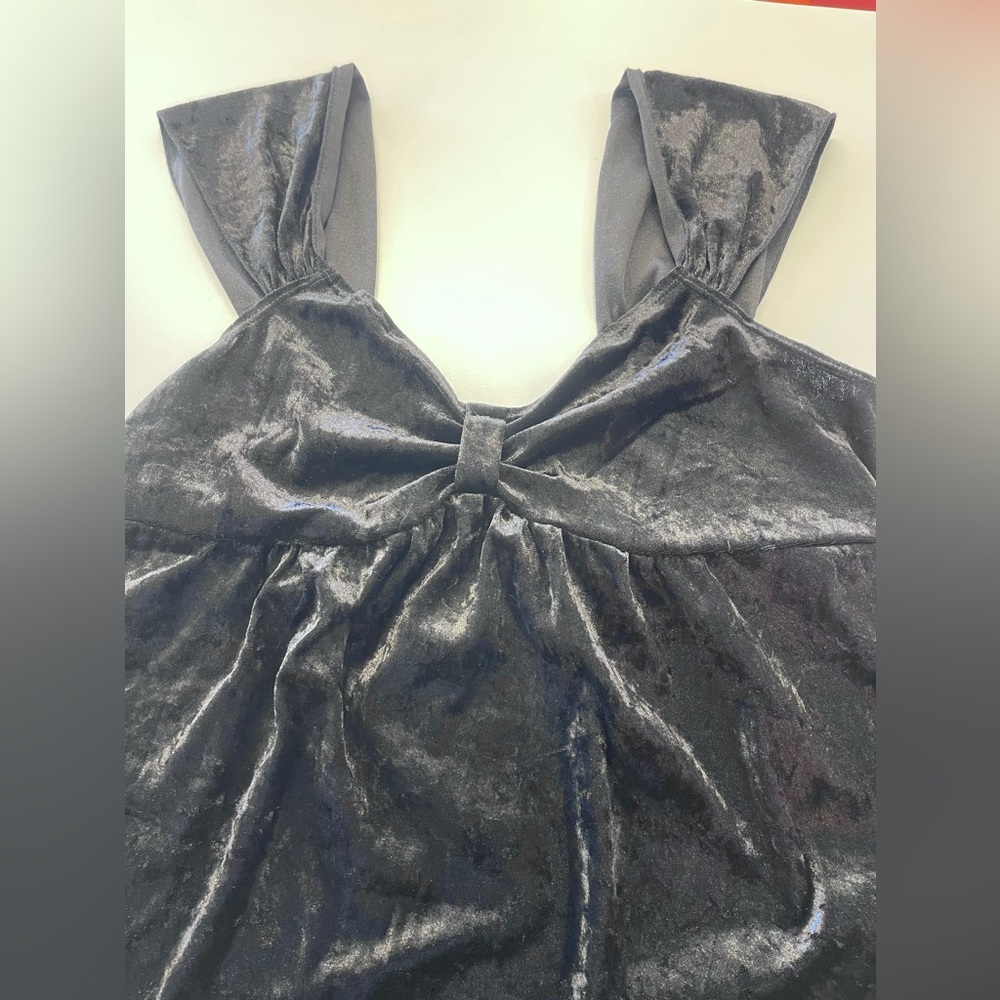 Y2K Babydoll Cocomo Black Velour Empire Waist Tank Top Witchy Whimsygoth XL‎ - Picture 3 of 5